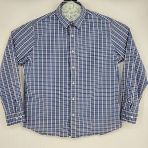 Lucky Brand Shirt Mens Large Blue Plaid Long Sleeve Casual L Slim Fit Button‎ Up